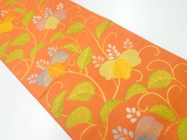 唐草に桐模様織出し全通袋帯【中古】【着】 宗sou