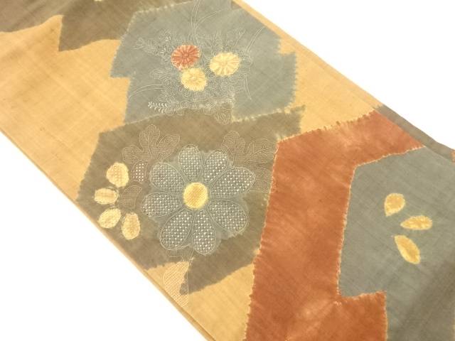 手織り紬汕頭相良刺繍絞り花々模様名古屋帯【中古】【着】 宗sou 16,756円
