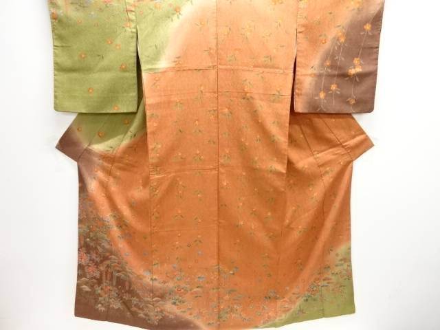 水筋に顕花植物・蝶飾りつけ短い訪問着【中古】【着】 宗sou