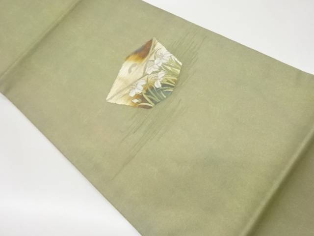 紗 箱に菖蒲模様刺繍開き名古屋帯（額縁仕立て）【中古】【着】 宗sou