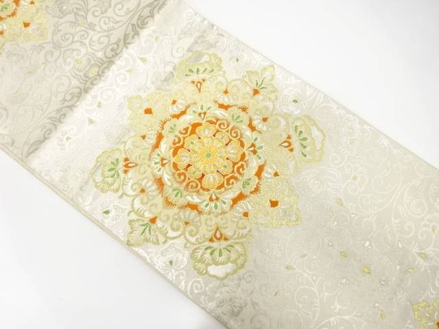 華紋模様織出し袋帯【中古】【着】 宗sou
