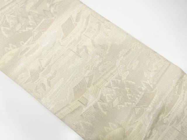 寺院風景模様織出し袋帯【中古】【着】 宗sou