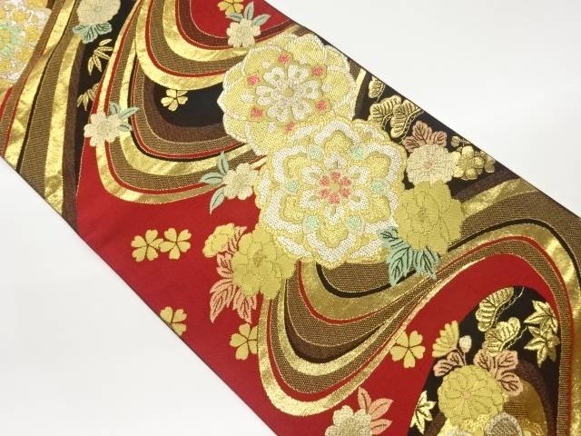 流水に華文・松竹梅模様織出し袋帯【中古】【着】 宗sou 11,544円