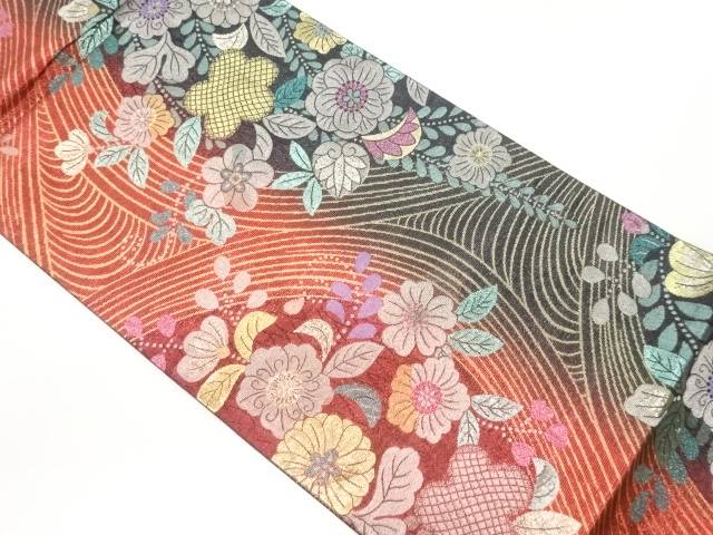 辻が花に曲線模様織出し袋帯【中古】【着】 宗sou