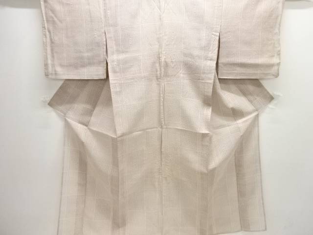 重ね枡模様織り出し夏十日町紬着物【中古】【着】 宗sou