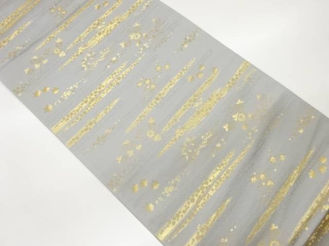 霞に草花・色紙散らし模様織出し袋帯【中古】【着】 宗sou