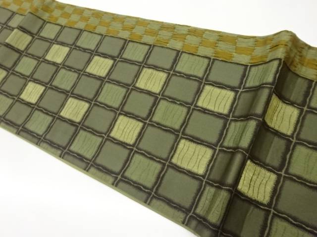 ふくれ織変わり市松模様織出し全通袋帯【中古】【着】 宗sou｜お茶道具・着物　【宗 sou】