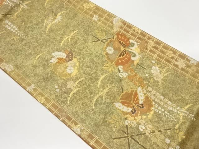 雪輪に花々・蝶模様織出し袋帯【中古】【着】 宗sou 9,576円