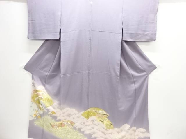金彩地紙に鶴・松竹梅模様刺繍一つ紋色留袖【中古】【着】 宗sou
