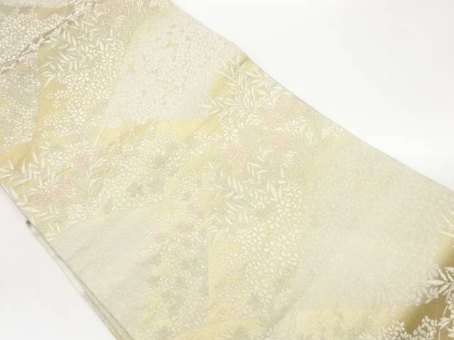 草花模様織出し名古屋帯【中古】【着】 宗sou
