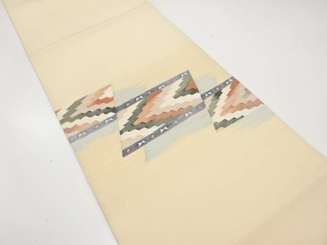 変わり色紙に幾何学模様織り出し　袋帯【中古】【着】 宗sou