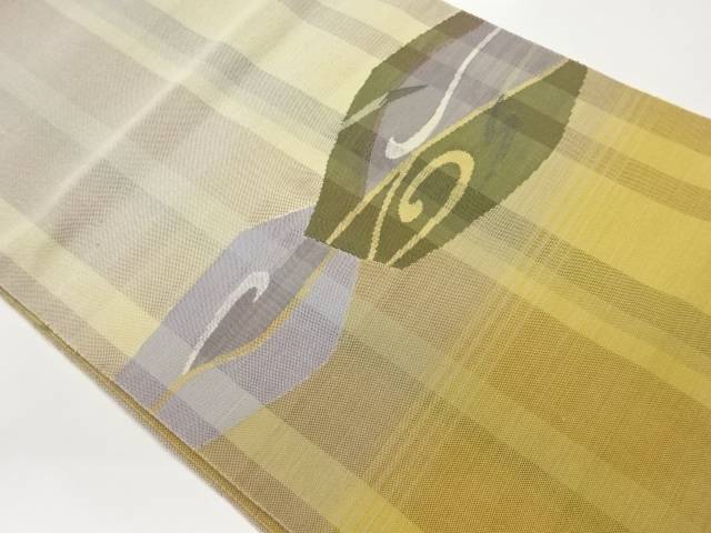 縞に抽象模様織出し名古屋帯【中古】【着】【名古屋帯】 宗sou