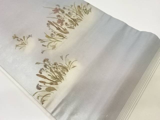 引箔押し花模様開き名古屋帯（額縁仕立て）【中古】【着】【名古屋帯】 宗sou｜お茶道具・着物　【宗 sou】
