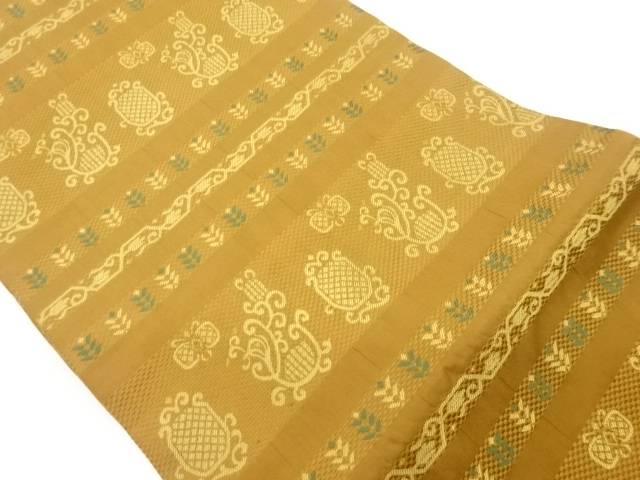 横段に抽象模様織出し開き名古屋帯（額縁仕立て）【中古】【着】【名古屋帯】 宗sou