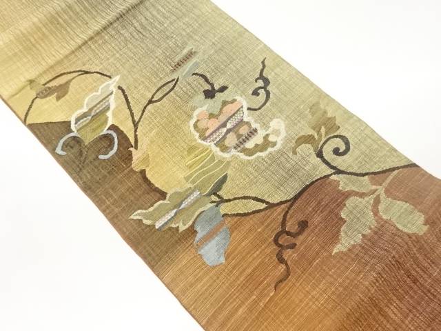 すくい織葡萄唐草模様織出し袋帯【中古】【着】【袋帯】 宗sou