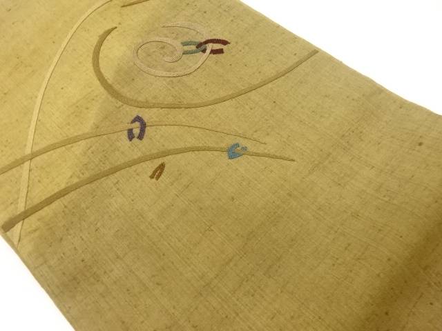 手織り真綿紬相良刺繍抽象模様名古屋帯【中古】【着】【名古屋帯】 宗sou｜お茶道具・着物　【宗 sou】