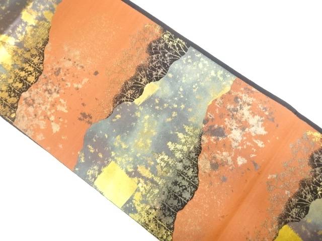 引箔道長取に樹木模様織出し袋帯【中古】【着】【袋帯】 宗sou