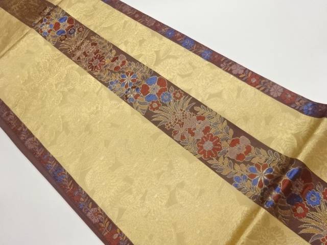 縞に草花模様織出し袋帯【中古】【着】【袋帯】 宗sou｜お茶道具・着物　【宗 sou】
