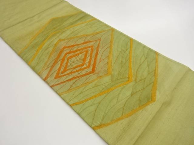 手織り紬子持ち菱に波模様織出し洒落袋帯【中古】【着】【袋帯】 宗sou｜お茶道具・着物　【宗 sou】
