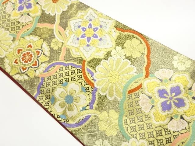 華紋に花々模様織出し袋帯【中古】【着】【袋帯】 宗sou