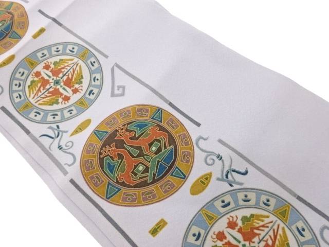 鳥獣丸文に幾何学模様名古屋帯【中古】【着】【名古屋帯】 宗sou