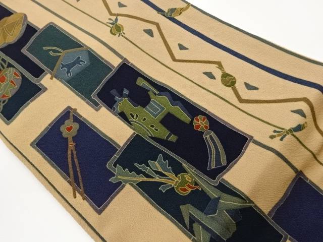 縮緬地短冊に玩具・野菜模様名古屋帯【中古】【着】【名古屋帯】 宗sou 16,992円