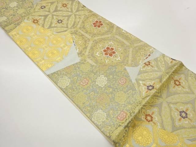 切り嵌め風蜀江文に華文・花唐草模様織出し袋帯【中古】【着】【袋帯】 宗sou