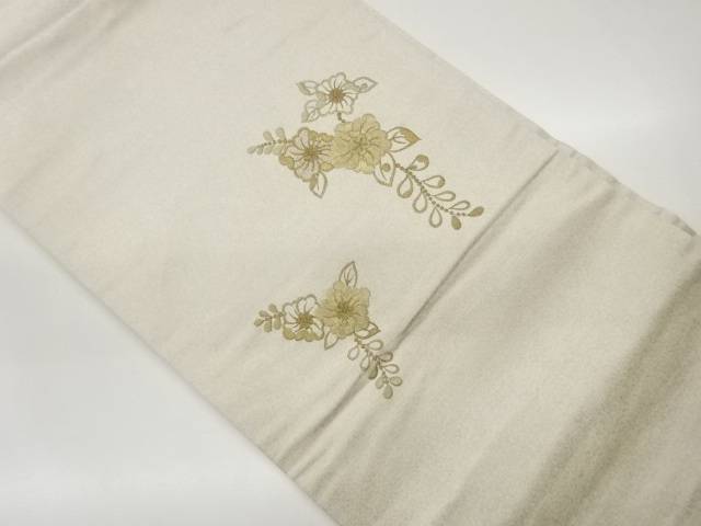 金糸花々模様刺繍名古屋帯【中古】【着】【名古屋帯】 宗sou
