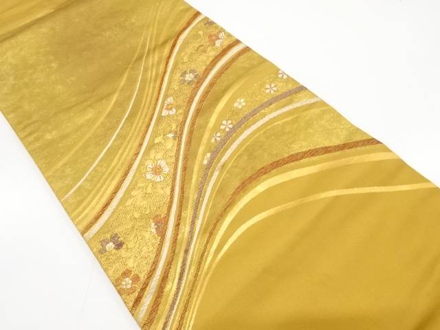 引箔　山並みに花模様織り出し　名古屋帯【中古】【着】【名古屋帯】 宗sou