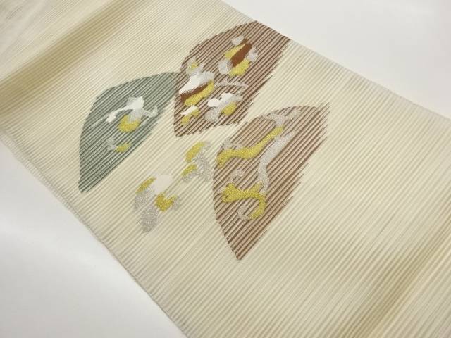 絽綴れ抽象模様織出し名古屋帯【中古】【着】【名古屋帯】 宗sou