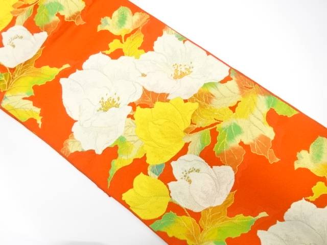 本場筑前博多　花模様織り出し　名古屋帯【中古】【着】【名古屋帯】 宗sou