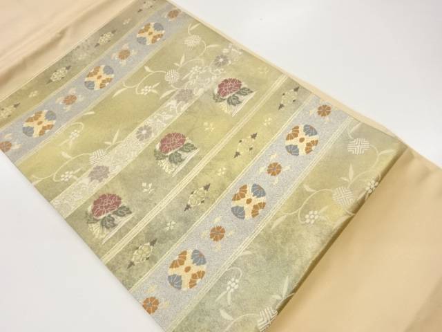 引箔横段に花唐草模様織出し名古屋帯【中古】【着】【名古屋帯】 宗sou｜お茶道具・着物　【宗 sou】
