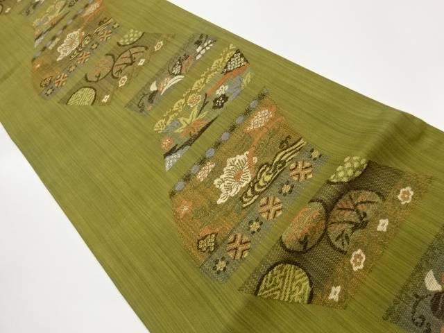 花々に紅葉模様織出し袋帯【中古】【着】【袋帯】 宗sou
