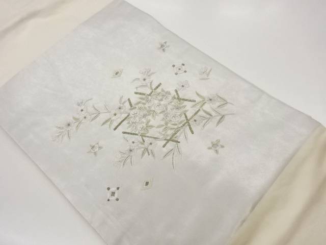 橘に撫子模様刺繍名古屋帯【中古】【着】【名古屋帯】 宗sou
