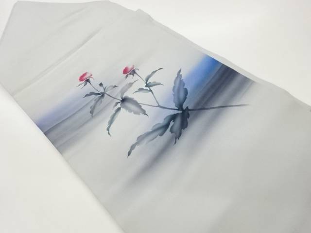 塩瀬手描き花葉模様名古屋帯【中古】【着】【名古屋帯】 宗sou