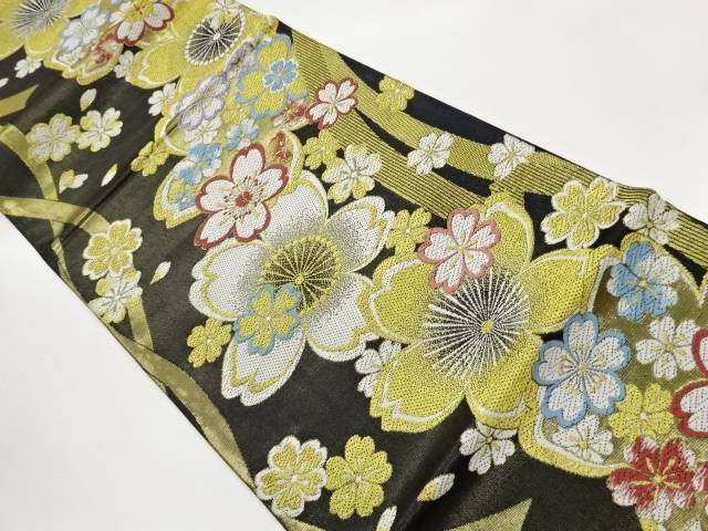 桜尽くし模様織出し袋帯【中古】【着】【袋帯】 宗sou