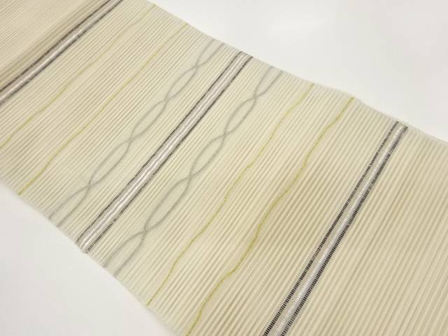 絽紙布横段模様織出し名古屋帯【中古】【着】【名古屋帯】 宗sou