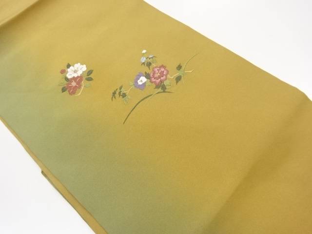 椿に牡丹模様刺繍名古屋帯【中古】【着】【名古屋帯】 宗sou