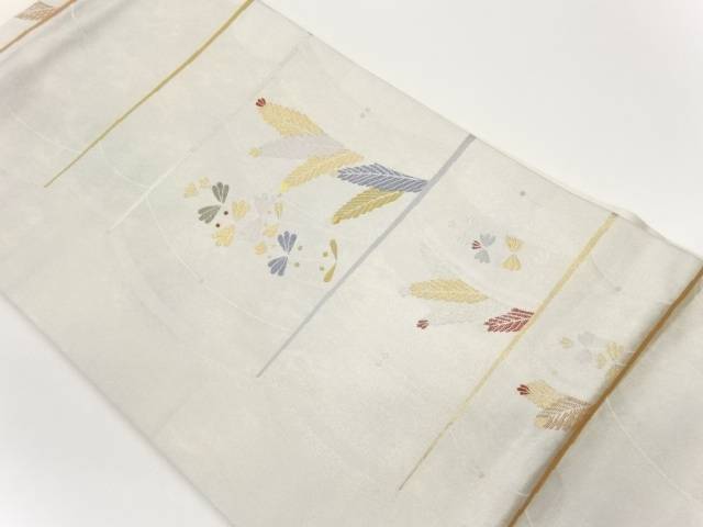 横段に松葉模様織出し名古屋帯【中古】【着】【名古屋帯】 宗sou