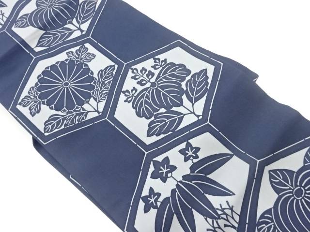 塩瀬亀甲に草花模様名古屋帯【中古】【着】【名古屋帯】 宗sou