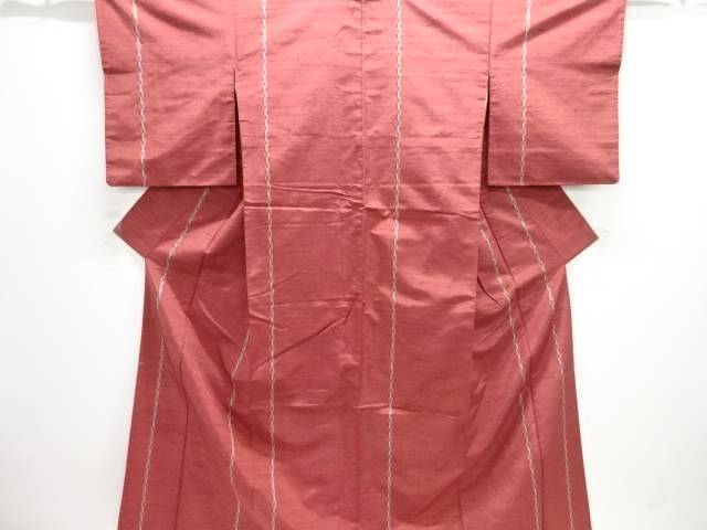 縞模様織り出し手織り紬着物【中古】【着】【紬・お召し】 宗sou