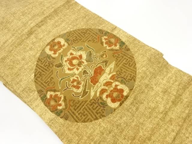 上代紬金彩丸文に被子植物飾りつけ名古屋帯【中古】【着】【名古屋帯】 宗sou