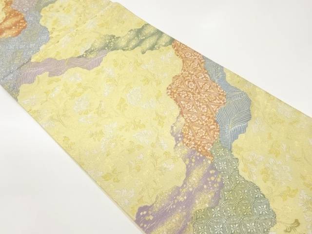 道長取に花唐草・古典柄・波模様織出し袋帯【中古】【着】【袋帯】 宗sou｜お茶道具・着物　【宗 sou】