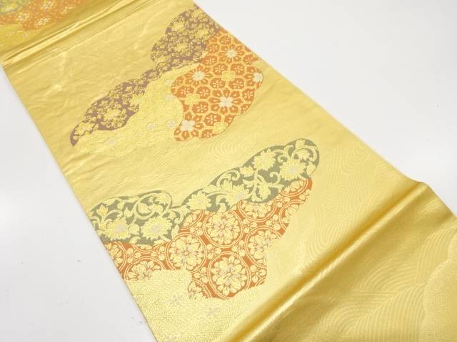 雲取りに花・古典柄織り出し　袋帯【中古】【着】【袋帯】 宗sou