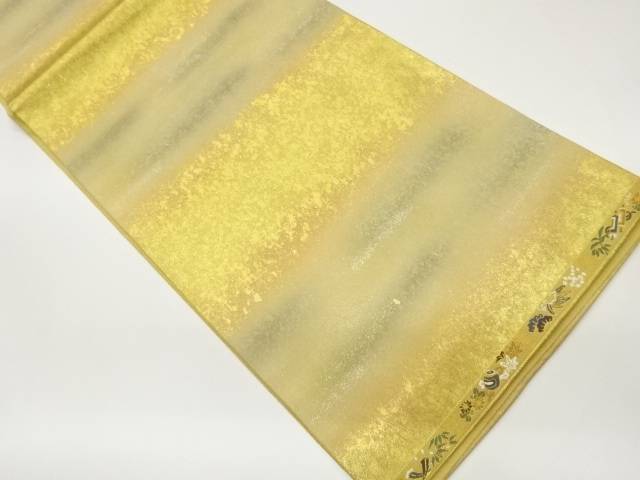引箔横段に松竹梅・寿・宝模様織出し袋帯【中古】【着】【袋帯】 宗sou