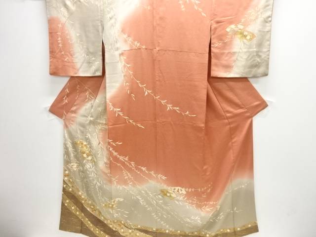 枝垂れ柳に地紙・花模様訪問着(重ね衿付き)【中古】【着】【訪問着・付下げ】 宗sou｜お茶道具・着物　【宗 sou】 19,880円