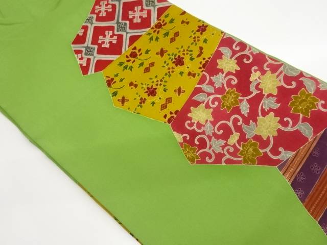 塩瀬切り嵌め風花唐草・幾何学模様名古屋帯【中古】【着】【名古屋帯】 宗sou