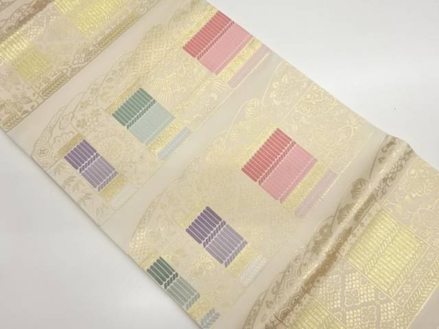 鎧・花唐草・鳳凰模様織出し開き名古屋帯（額縁仕立て）【中古】【着】【名古屋帯】 宗sou｜お茶道具・着物　【宗 sou】