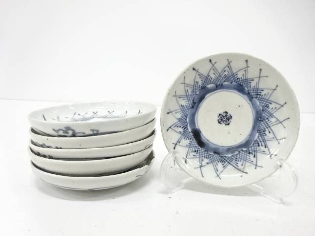 古伊万里　染付　草葉文　手塩皿　6客揃【中古】【道】 宗sou