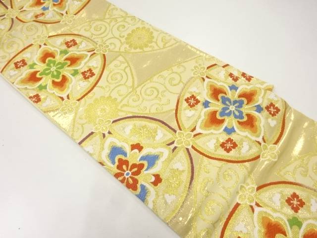 花七宝模様織出し袋帯【中古】【着】【袋帯】 宗sou